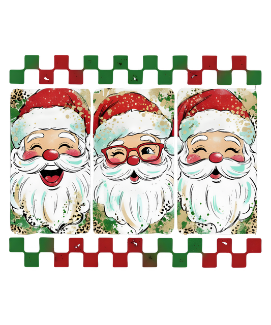 Preppy Hand Painted Santa Faces_Checkered_DTF Transfers
